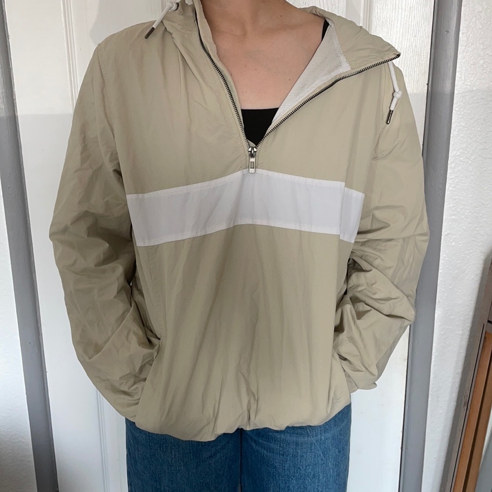 Medium, Quarter-zip, Cream Windbreaker